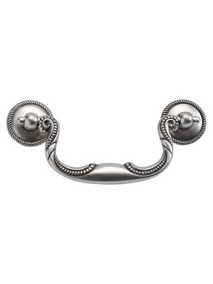 Manor House Decorative Swan-Neck Bail Pull with Roped Rosettes - 3 1/2 inch Center-to-Center.